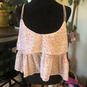 Floral Pink Ruffle Women's Top